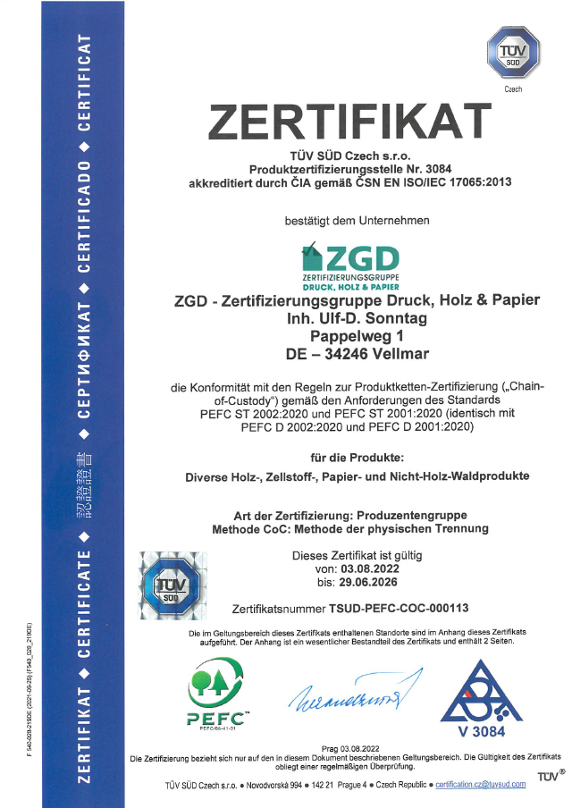 PEFC-Zertifikat ZGD 2022